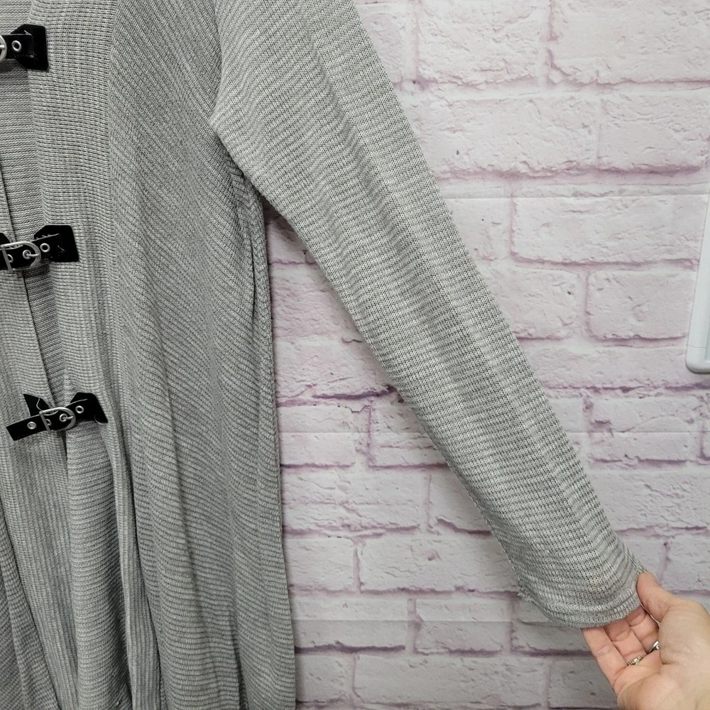 Simply‎ Noelle Gray Knit Buckle Front Cardigan Womens L/XL Lagenlook Whimisgoth - Picture 4 of 8